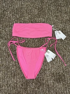 JUEGO COMPLETO Good American Always Fits Bandeau Top & Tiny Ties Cheeky Bottom 3/4 Nuevo con etiquetas - Imagen 1 de 4