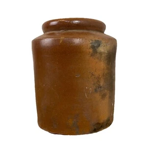 Antique French Hand Thrown Stoneware Pot Jar Vase Aged Patina Brown Terracotta - Picture 1 of 9