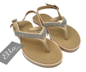 KINDER MÄDCHEN KINDER KLEINKINDER STRASS SCHLEIFE FLACH SOMMER URLAUB RIEMEN SANDALEN SCHUHE - Bild 1 von 26