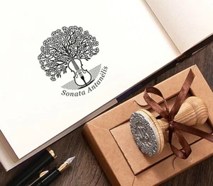 Estampilla de violín para violonchelo Árbol de la vida Ex libris personalizada, hecha a mano Músico Regalo - Imagen 1 de 8