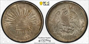 1899 Zs FZ MEXICO PESO ZACATECAS PCGS AU58 #42757614 EYE APPEAL! - Picture 1 of 5