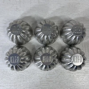 Vintage JELL-O Marken Aluminium Formen Torten geriffelt Mini 6er Set - Bild 1 von 14