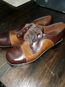 Zapatos de baile John Hardy vintage para hombre tacón inferior de goma bloques de color marrón 9,5 - Imagen 1 de 6