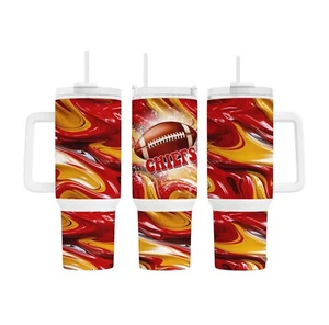 Handmade 40oz Stainless Steel Tumbler~Kansas City Chiefs~Football~Gift - Picture 1 of 1