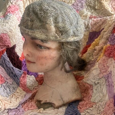 Vintage 1930s Silver Hand Beaded Juliette Cap Mesh Hat Headpiece Showgirl France - Image 1 of 4