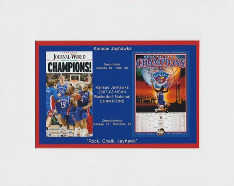 KANSAS​ JAYHAWKS MATTED COLLAGE PIC 2008 NCAA CHAMPS POSTER/NEWSPAPER FRONT PAGE Cover