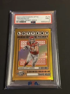 2023 Panini Contenders Optic Football Travis Kelce Lottery Ticket Gold Prizm /10 - Picture 1 of 6