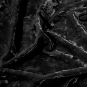 Black Crushed Stretch Ice Velvet 4-way stretch Fabric 60" wide - Picture 1 of 1