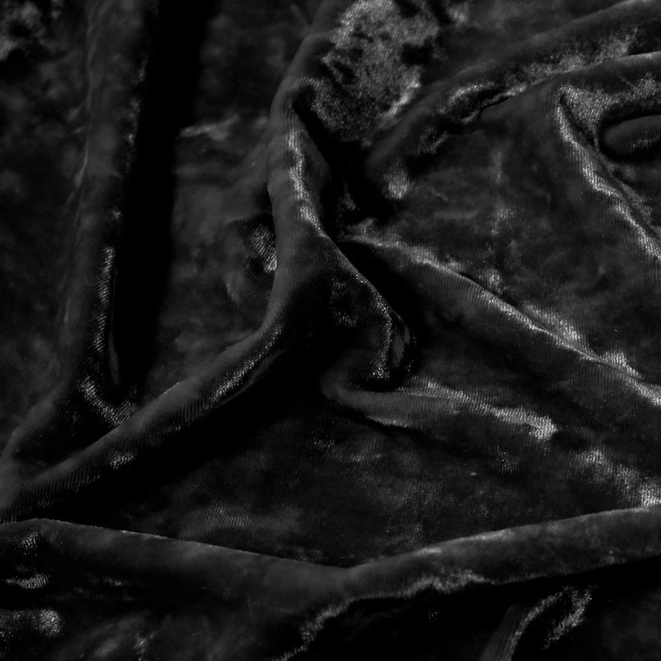 Tela elástica negra aplastada de terciopelo de hielo 4 vías 60" de ancho Foto 1 de 1