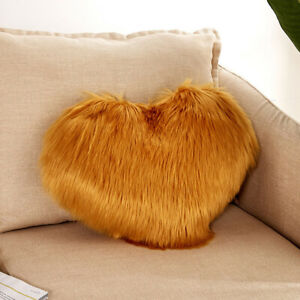 Fluffy Soft Cushion Covers Heart Shaped Plush Throw Pillow Case Plush Home Decor