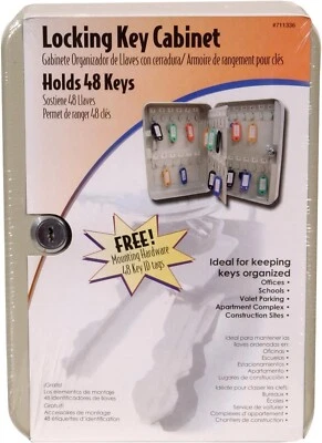 Hillman Locking Key Cabinet 48 Key with Color Key Tags & Mounting Hardware, Tan - Image 1 of 4
