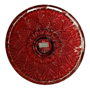 Shannon Crystal by Godinger Dublin Red Footed Round Cake Stand Plate New No Box - Picture 1 of 5