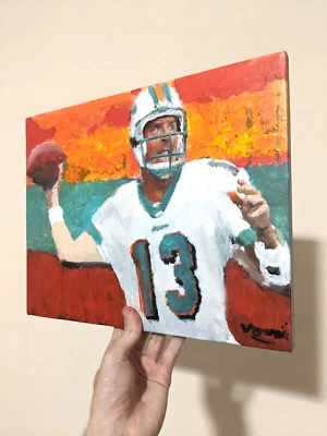 Dan Marino Pintura sobre lienzo 11x14 Arte de fútbol Arte de fútbol de Miami Foto 1 de 4