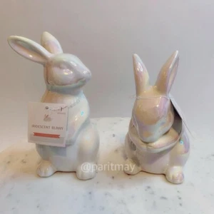 Target Bullseye Easter 2024 Ceramic Iridescent Easter Bunny 5.5"H NWT (SET OF 2) - Picture 1 of 3