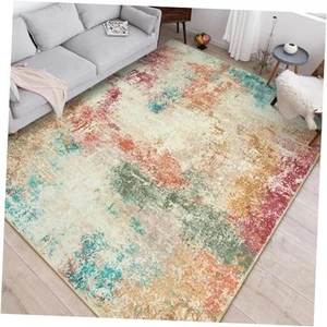 Abstract 6x9 Area Rugs,Washable Colorful Rugs for Bedroom Aesthetic,Low-Pile - Picture 1 of 7