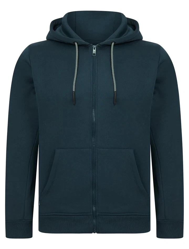 Sudadera con capucha para hombre Tokyo Laundry Emund lisa cepillada polar con cremallera - azul marino Foto 1 de 3