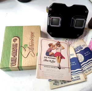 Estereoscopio View Master años 50 en caja con papeleo y vistas estéreo - Imagen 1 de 11