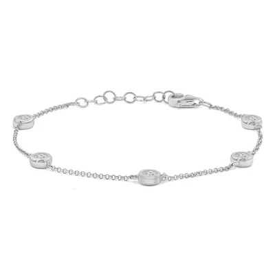 0.7 CT Round VS1 D Lab Created Diamond Bezel Set Bracelet 14K White Gold - Image 1 of 4