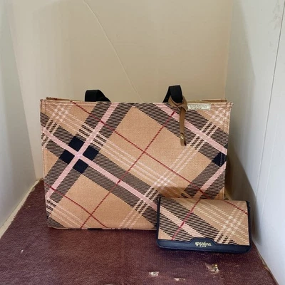 Spartina 449 Pink Plaid Telfair Large Market Tote - Image 1 of 4