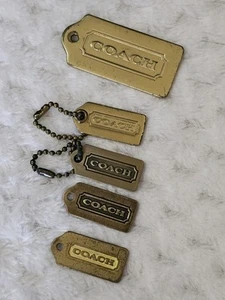 5x Coach goldfarben Messing Metall Anhänger Hangtag Taschenanhänger einseitig Vintage limitierte Auflage - Bild 1 von 11