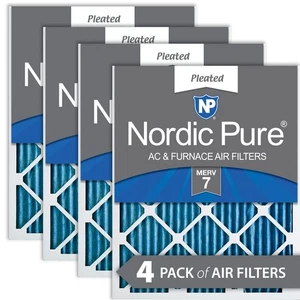 16x20x1 (15_1/2x19_1/2) Pleated MERV 7 Air Filters 4 Pack - Picture 1 of 7