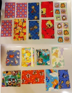 18 Fabric Remnants Childrens Cartoon Characters Garfield Tweety Winnie Many More - Picture 1 of 7