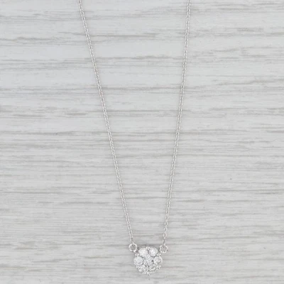 New 0.50ctw Diamond Cluster Stationary Pendant Necklace 14k Gold Adjustable - Image 1 of 4
