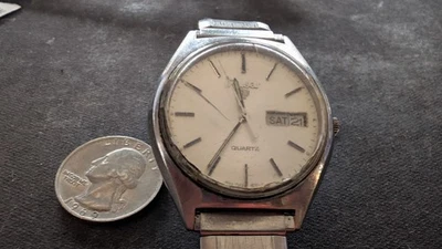Vintage Pulsar Quartz Day Date Watch Seiko Era – Stainless Steel – Working - Image 1 of 4