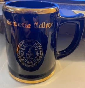 Vintage Converse College Spartanburg, SC - Gold Trim Black Stein Becher - Bild 1 von 2