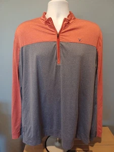 johnnie-O Herren 1/4 Zip Performance Pullover zweifarbig rostrot / grau blau 2XL - Bild 1 von 12