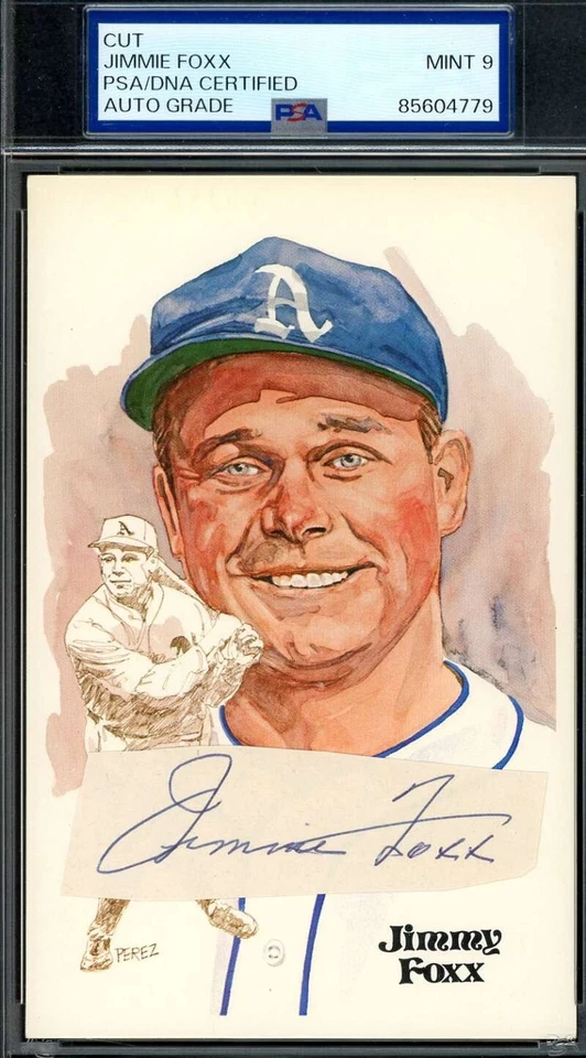 Jimmie Foxx PSA DNA Mint 9 Signed Perez Steele Postcard Cut Autograph - Image 1 of 1