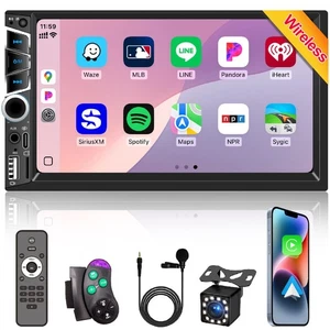 Wireless Apple Carplay 7 inch Double Din Car Stereo,IPS Touchscreen,Bluetooth... - Picture 1 of 7