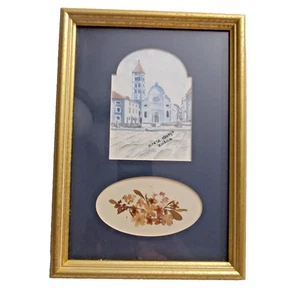 Arte en acuarela original Iglesia de Santa María Zadar Croacia flores prensadas - Imagen 1 de 8