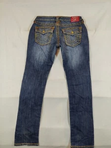 True Religion Jeans Damen 27 Joey Short T Low Rise World Tour Denim Blau USA - Bild 1 von 11
