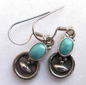 Pendientes colgantes de plata de ley 925 turquesa belleza lágrima 19,10 quilates - Imagen 1 de 3