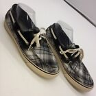 Sperry Top Siders in Black/White/Gray with Metallic Thread Accents