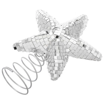  Christmas Star Tree Topper Disco Mirror Ball Xmas Tree Topper Disco Ball - Image 1 of 4