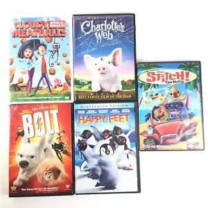 LOT x 5 Movies DVD: Stitch Happy Feet Charlottes Web Bolt Cloudy With Meatballs - Picture 1 of 2