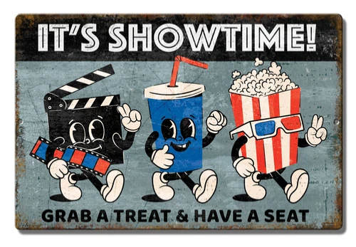 It’s Showtime! Home Theater Tin Metal Aluminum Sign Man Cave Decor 7.75 x 11.75 - Image 1 of 1