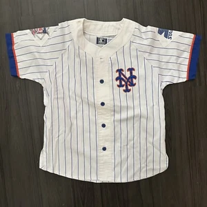 VTG Starter New York Mets Jersey MLB Baseball White Pinstripe Youth Large 90s - Picture 1 of 9