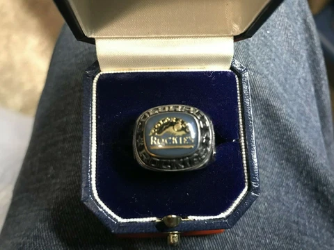 Vintage 90s Colorado Rockies Old school Logo Classic Silvertone MLB Ring Balfour Cover