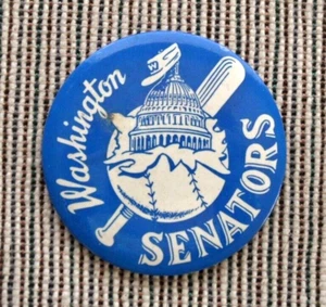 orig. 1950's-60's WASHINGTON SENATORS Washington Nats Lg. 3.5" Baseball Pinback - Picture 1 of 2