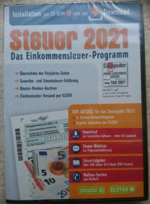 ALDI Steuer CD 2021 Einkommenssteuer Elster Steuererklärung Steuerprogramm - Bild 1 von 2
