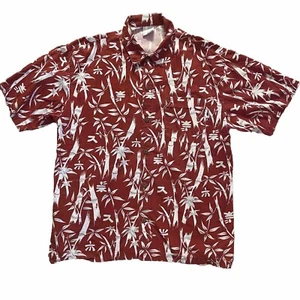 Vintage No Fear Shirt Red White Floral Surfer Hawaiian USA Made Mens XL - Picture 1 of 5