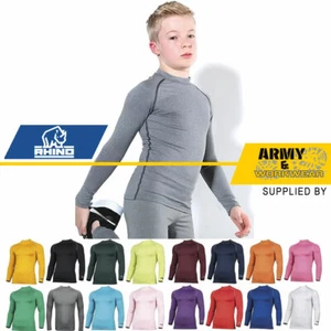 Kids Base Layer Top Long Sleeve Compression Armour Top Thermal Gym Sports Shirt - Picture 1 of 18