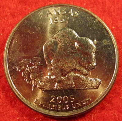 2005 D Denver Kansas State Clad Quarter -  UNC - Bright Silver Color - Image 1 of 3