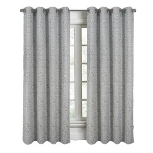 RT Designers Collection Dorian Jacquard Grommet Curtain Panel 54" x 84" Silver - Picture 1 of 5