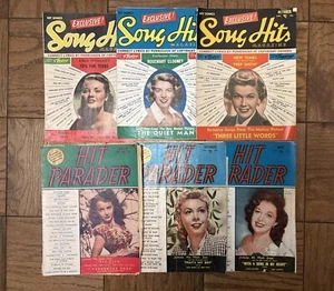 Three 1950's Song Hits & Three 1950's Hit Parader Magazines - Picture 1 of 6