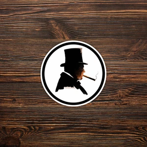 Pegatina vintage Silhouette Man Smoking Cigar - Elegante sombrero de copa caballero calcomanía #6 - Imagen 1 de 1