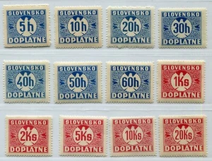 SLOVAKIA 3rd REICH WW2 GERMAN PUPPET STATE 1939 GOOD DUES SET J1-J12 PERFECT MNH - Picture 1 of 1